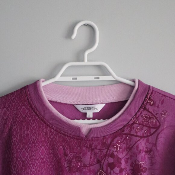 Northern Traditions Women's Sz M Crewneck Ribbed Fleece Pullover Relaxed Sweater - Picture 4 of 12